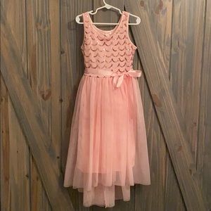 Sz 6-6x fancy party dress in pink sequins & tulle